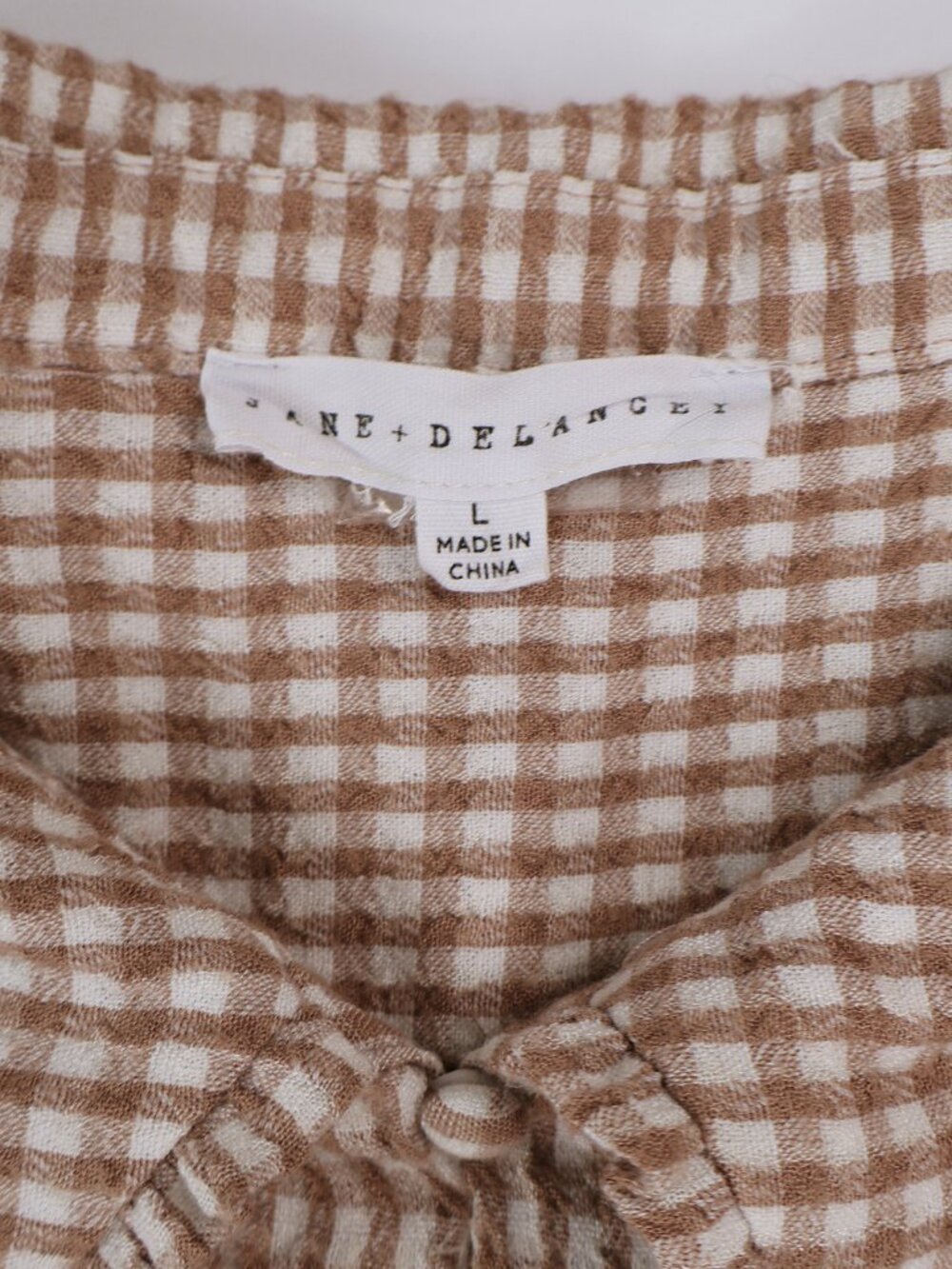 Jane + Delancey Gingham Peter Pan Collar Puff Sleeve Blouse Large - Picture 6 of 8